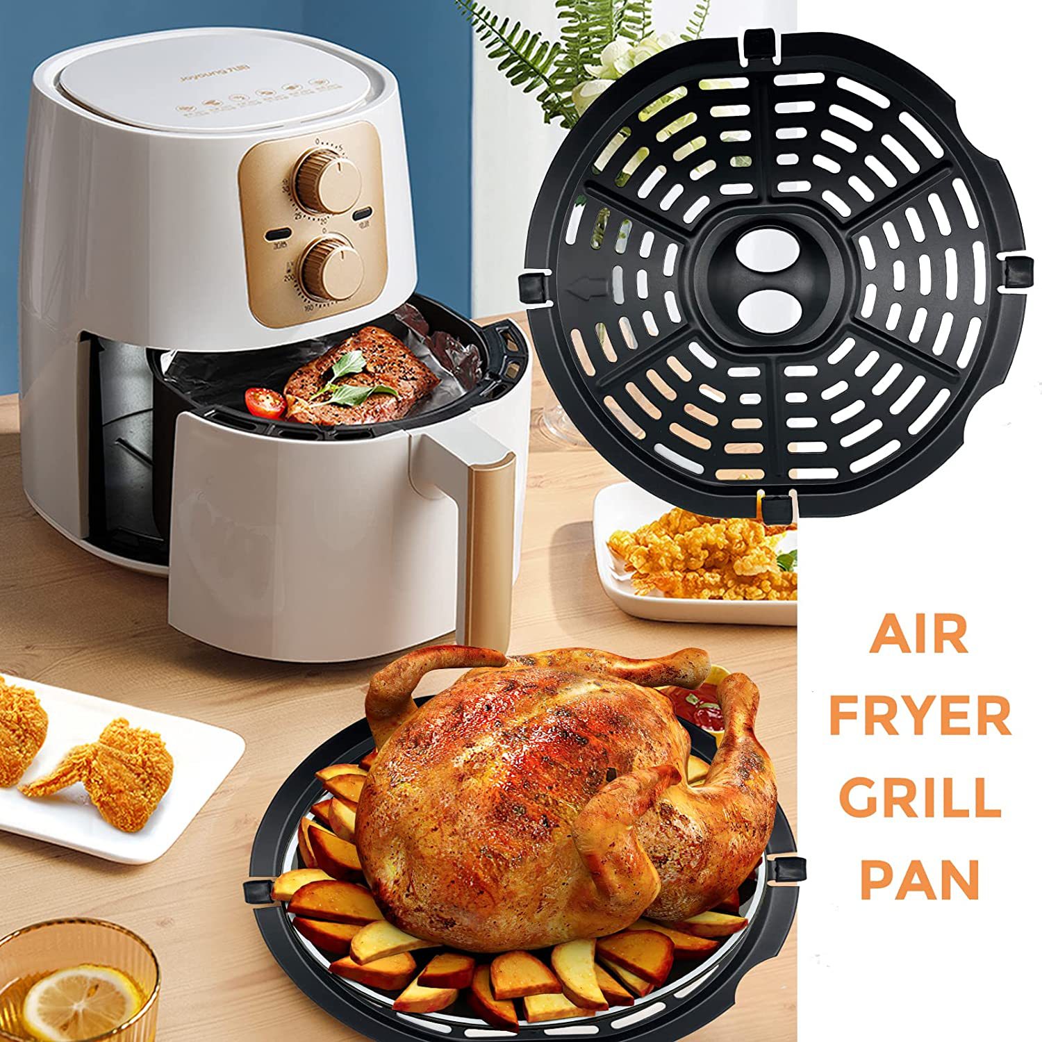 Paella Pan Steel - Airfryer sepeti değiştirme ızgara tavası fırın