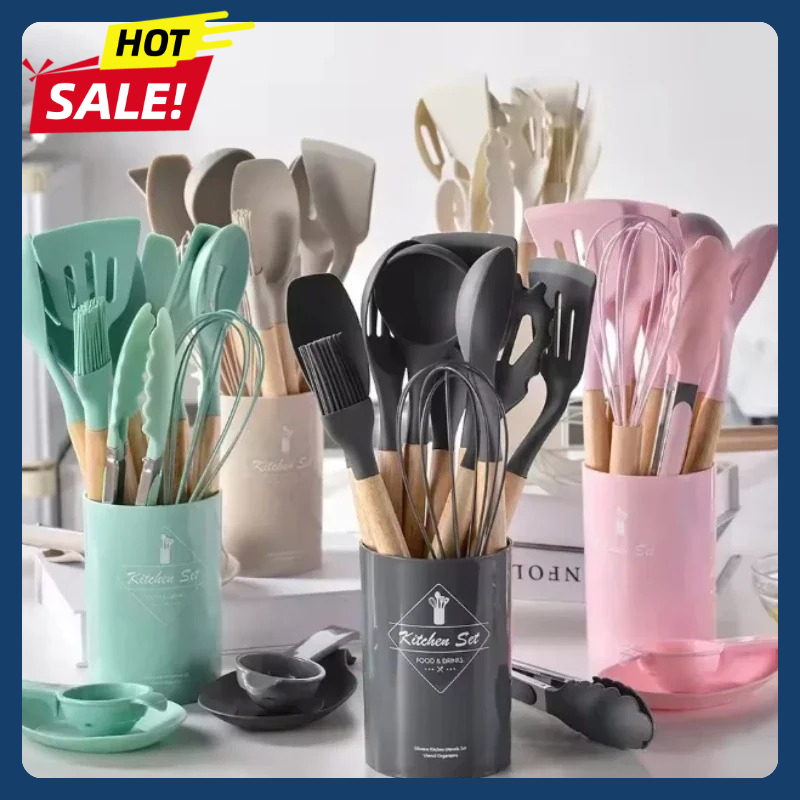 Home Cooking Utensil Set - 12 adet silikon mutfak eşyaları seti