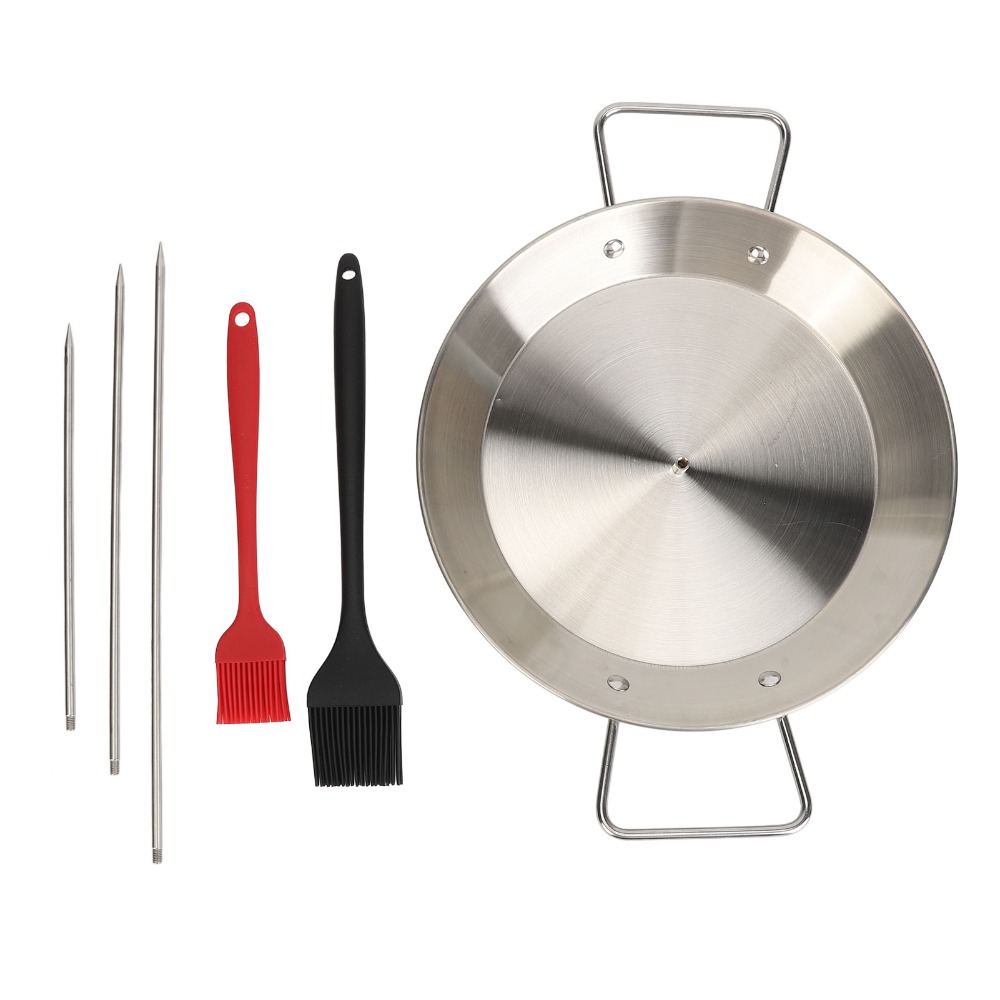 Paella Pan Steel - Paslanmaz Çelik Dikey Şiş Seti Gümüş