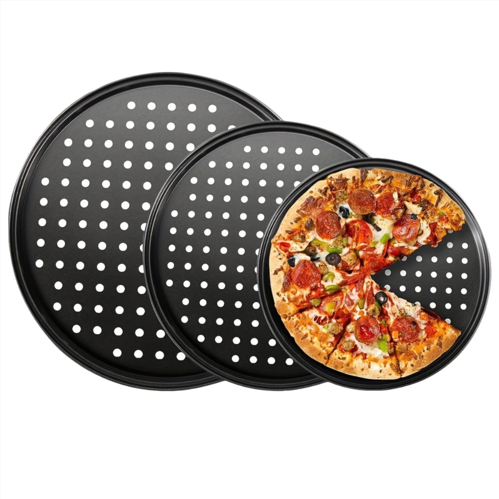 Paella Pan Steel - Karbon Çelik Delikli Pizza Tepsisi Seti