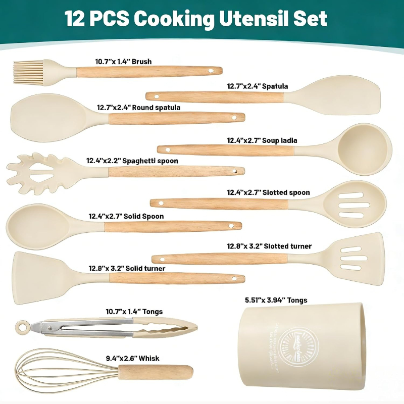 Ahşap Saplı Silikon Mutfak Ger - Home Cooking Utensil Set incelemesi ve fiyatı